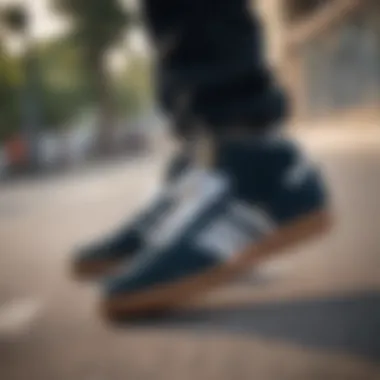 Adidas Busenitz Pro skate shoes in action during a skateboarding trick