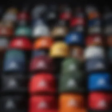 A collection of adidas hats showcasing diverse styles including snapbacks and beanies