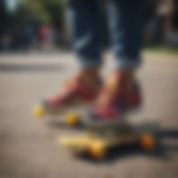 Vibrant Adidas shoes showcasing Rasta colors on a skateboard