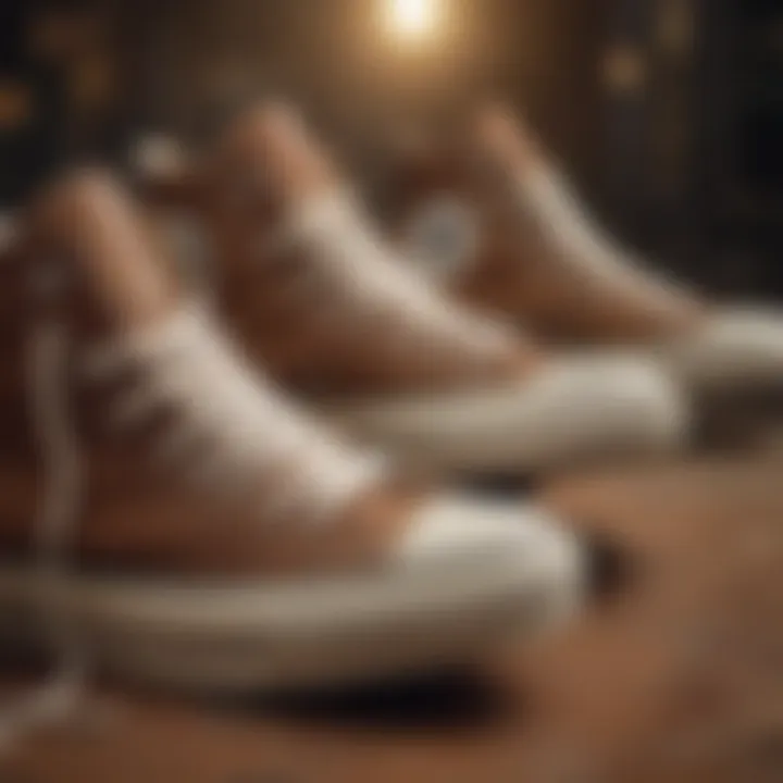 Close-up of the design details of brown Converse highs