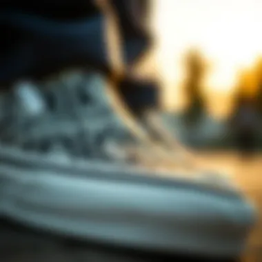 Close-up of the unique fabric pattern on Bandana Vans Slip-Ons