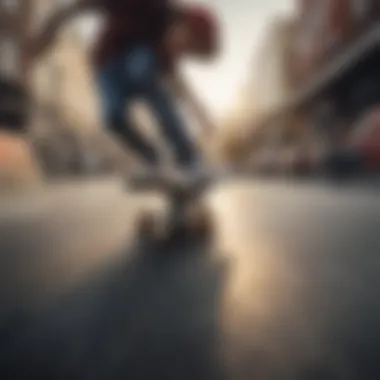 Creative Motion in Skateboarding Artistic portrayal of a skateboarder in motion showcasing creativity