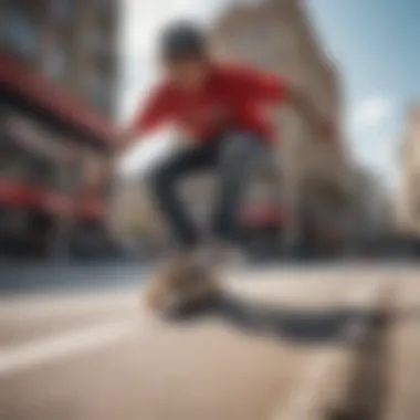 Urban Essence in Skateboarding Dynamic skateboarding scene capturing the essence of urban culture
