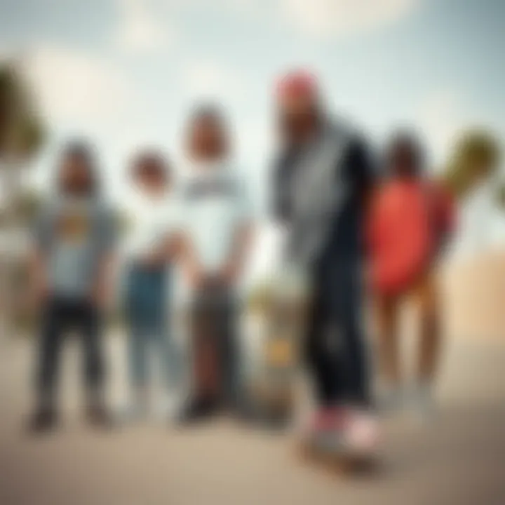 A group of skaters representing diverse styles in 3XL apparel