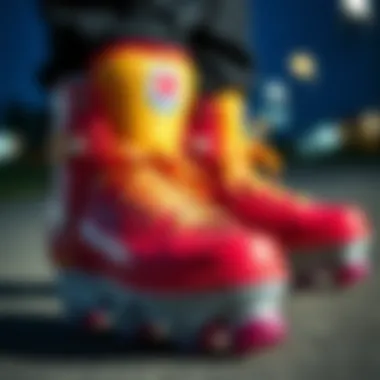 Close-up of Heelys size 6 featuring vibrant colors and style