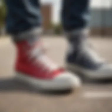 Classic Sneakers on Skateboard Classic Converse Chuck Taylor sneakers on a skateboard