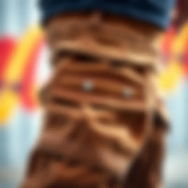 Close-up of corduroy texture on cargo pants