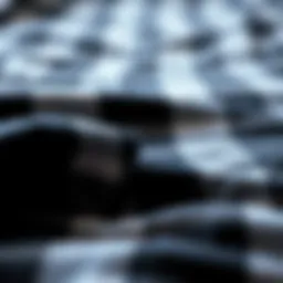 A close-up of black and white check flannel fabric showcasing its texture