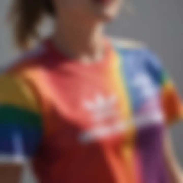 Close-up of the unique design elements in adidas Pride clothing