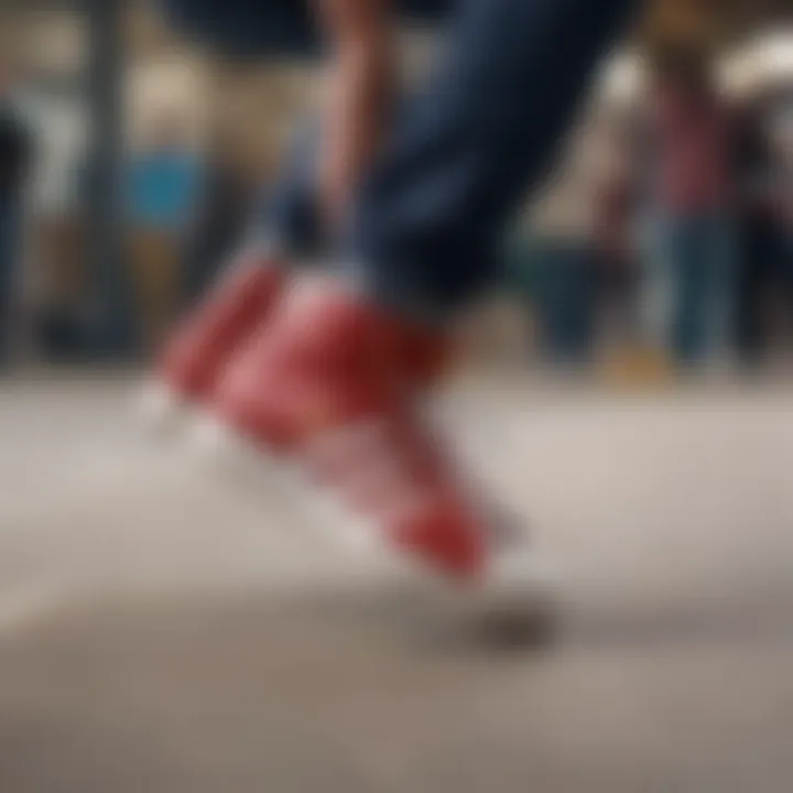 Skater performing tricks wearing adidas shell toe skate shoes