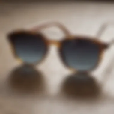 An elegant pair of sunglasses positioned on a trendy surface