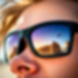 Close-up of polarized glasses lens showcasing glare reduction