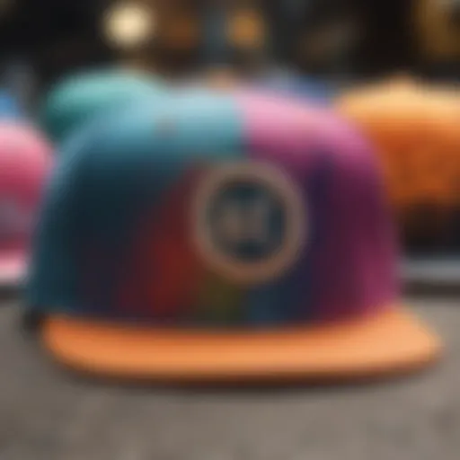 A selection of colorful snapbacks perfect for skateboarders