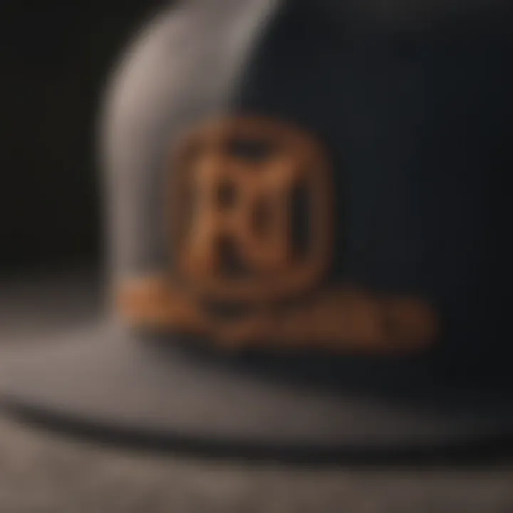 A close-up of the stitching and fabric of a premium snapback hat