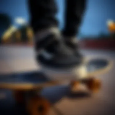 Classic black original Vans on a skateboard