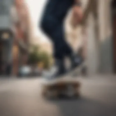 Skateboarder performing a trick while wearing the Converse Chuck Taylor All Star Extra High Platform sneakers.