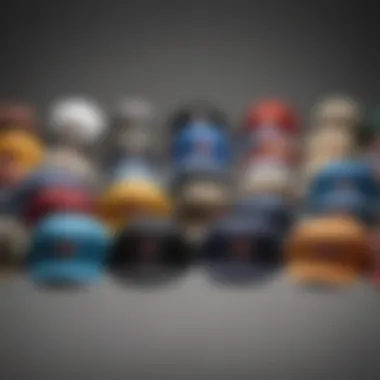 A collection of different styles of Dickies caps laid out on a surface.