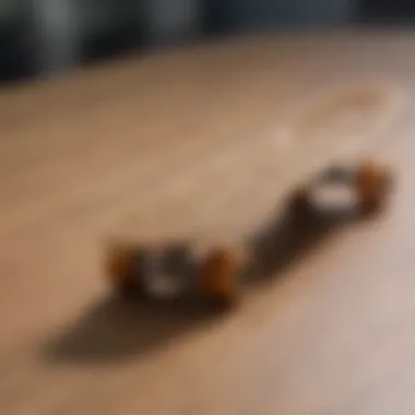 Close-up view of a finger skateboard demonstrating its intricate detailing and quality craftsmanship.