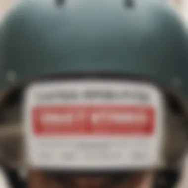 Close-up of safety certification labels on a helmet.