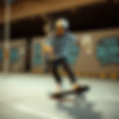 A stylized depiction of skateboard culture intertwined with fashion