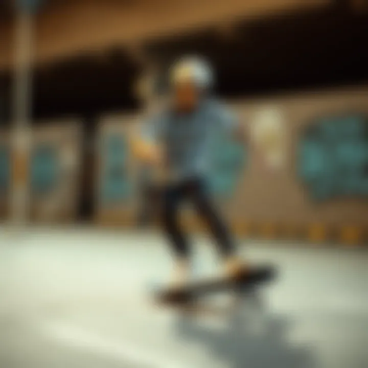 A stylized depiction of skateboard culture intertwined with fashion