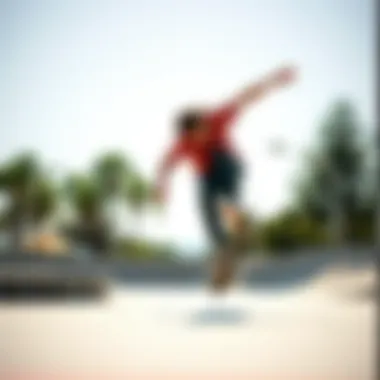 A skateboarder performing tricks with a mini deck in a skate park.