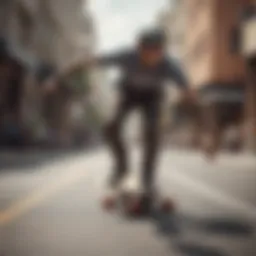 Dynamic longboarding scene showcasing various techniques