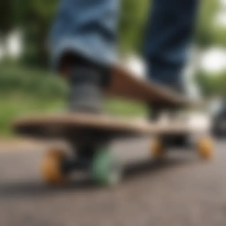 Close-up of essential longboarding gear and equipment