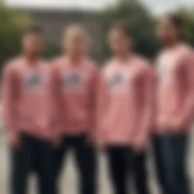 A group of skateboarders wearing various styles of Nike long sleeve tees.