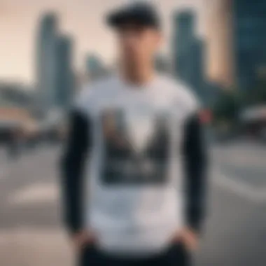 An urban backdrop featuring a skateboarder in a Nike long sleeve graphic tee.