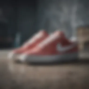 A pair of Nike Low Top Sneakers with a skateboard backdrop