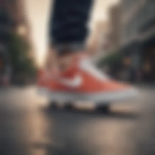 Stylish Nike Low Top Sneakers on a skateboard