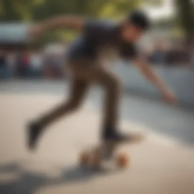 A professional skater testing a skateboard for performance