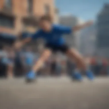 Performance Features in Action Skaters demonstrating the performance features of Royal Blue Nike Pros
