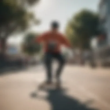 Shaka Wear in Skateboarding Action Skateboarder wearing Shaka Wear shirt in action