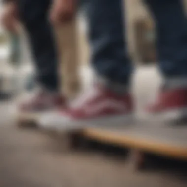 A group of diverse skateboarders showcasing their unique styles while wearing Vans