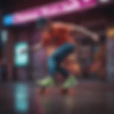 Skater performing a trick while wearing neon vans