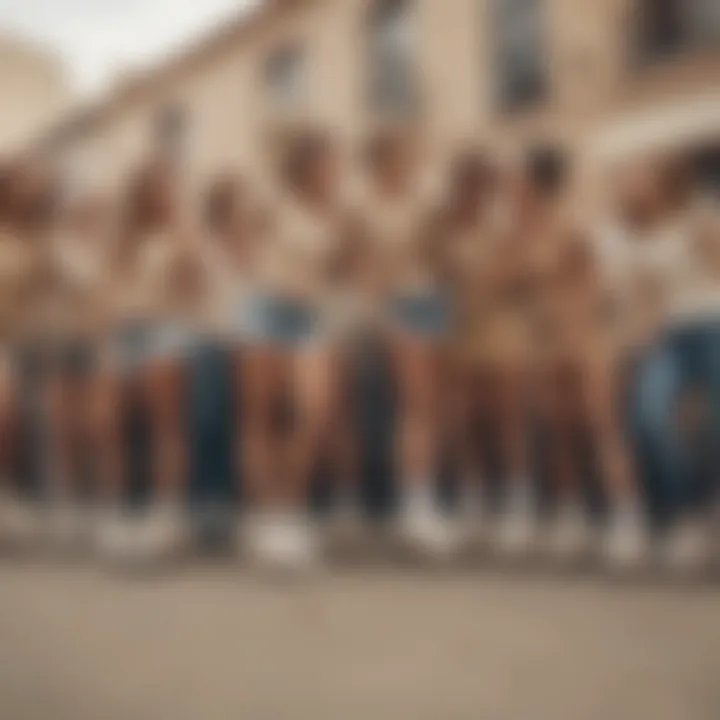 A group of skaters sharing a moment, all wearing beige Vans.