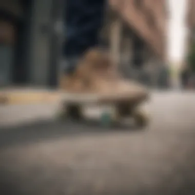 DC shoes on a skateboard, emphasizing grip and performance.