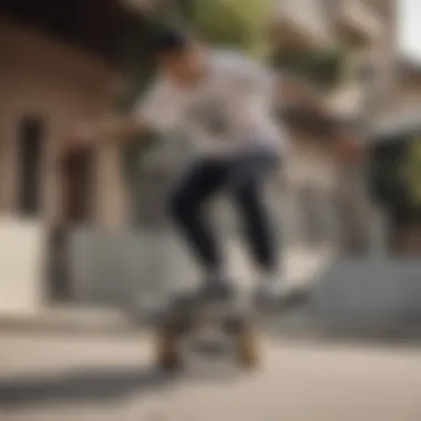 Skater performing a trick while wearing DC shoes.