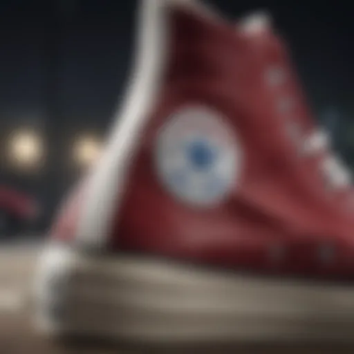 Close-up view of the Converse Chuck Taylor All Star Extra High Platform showcasing its unique design elements.