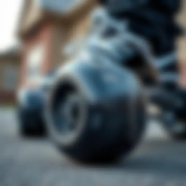 Close-up of the unique design features of orbit wheel skates