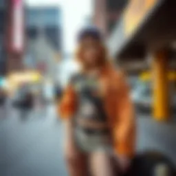 Vibrant skater chick outfit showcasing layered styles and accessories