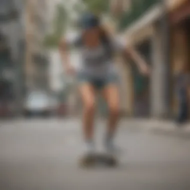 A dynamic skateboarding scene featuring fanny packs in action