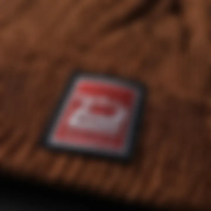 Detailed view of the Herschel Supply Co beanie showcasing its texture