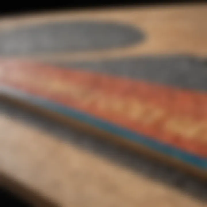 Close-up of a unique texture and material used in a skate deck