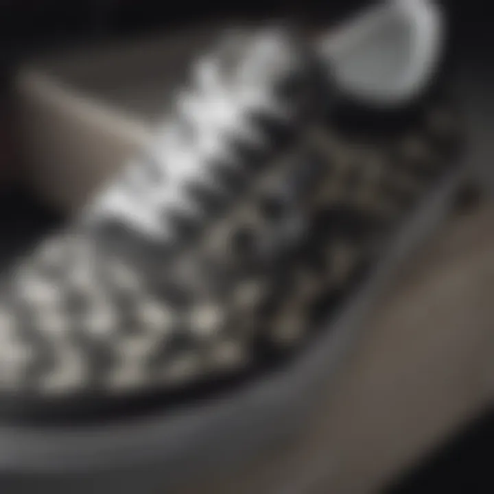 Detailed view of Vans iconic checkerboard pattern on a sneaker