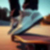 Stylish Nike black and white hi tops on a skateboard