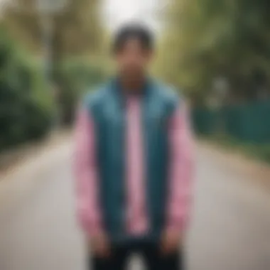 Skater Style with Teddy Fresh Jacket Skateboarder wearing a Teddy Fresh jacket in an urban setting