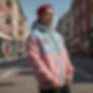 Teddy Fresh jacket displayed in urban setting